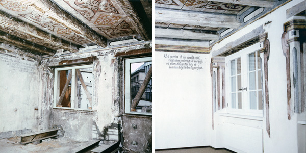 Wand-und Deckenmalrei vor Restaurierung