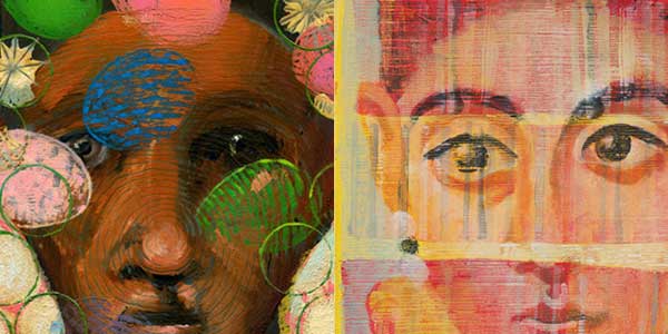 Wyss-art, Kunstschaffender Michael Wyss, Ausschnitt von zwei gemalten Portraits frontal